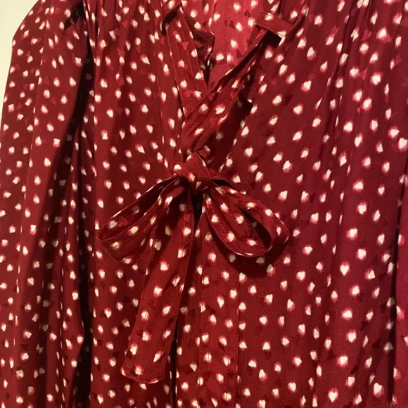 Rebecca Taylor BLURRY HEART SILK TIE NECK BLOUSE - Picture 5 of 7